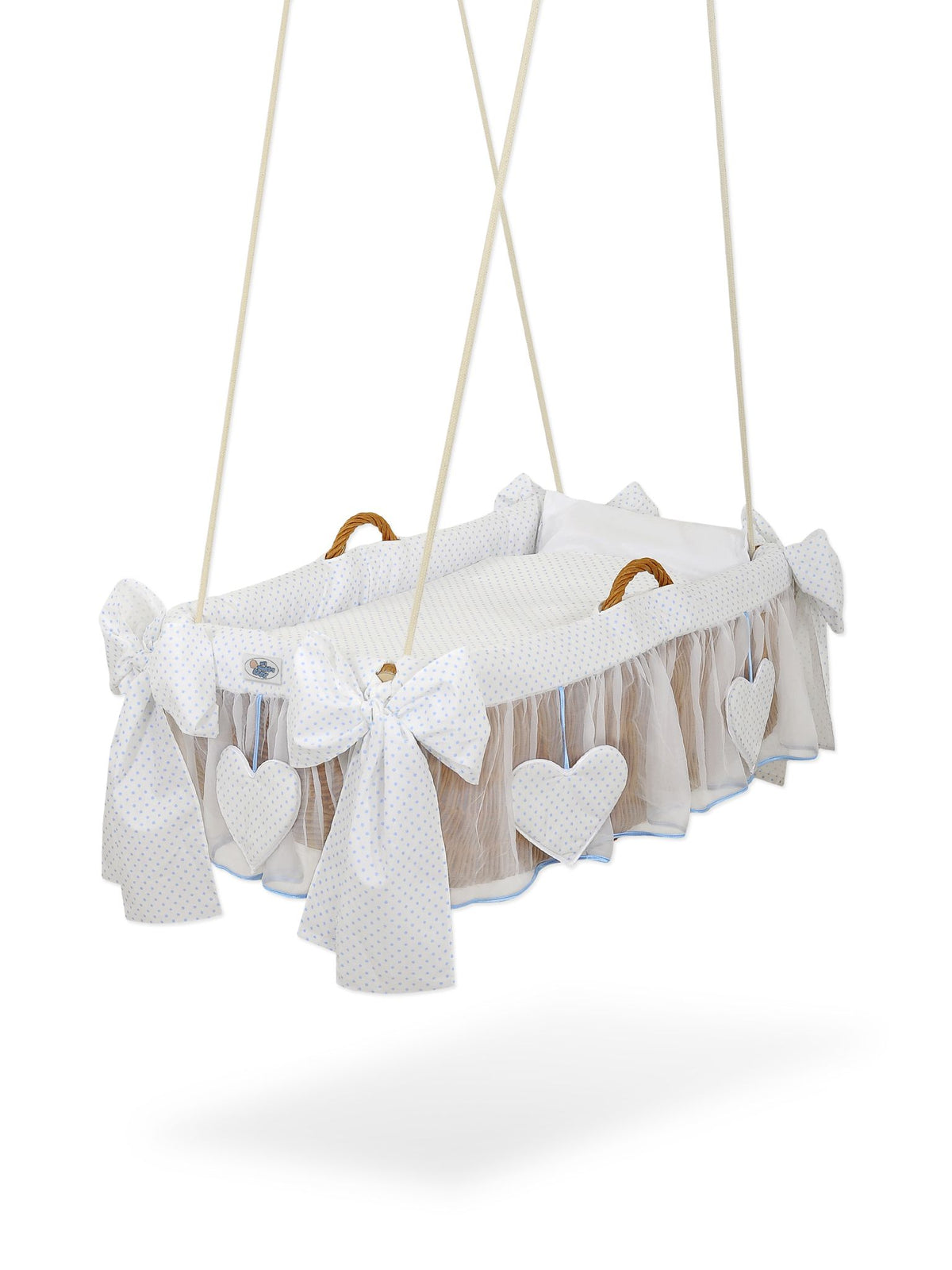 Moses Basket Hanging crib - Blue dots