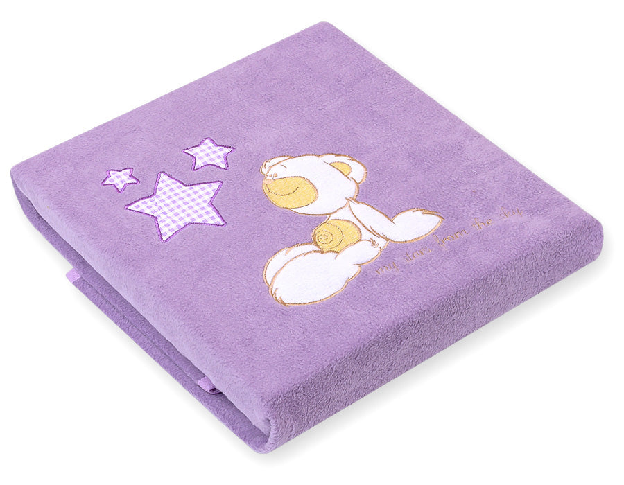 Polar fleece blanket for babies - Carlo- Teddy Bear with Stars lila