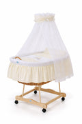 Moses Basket Wicker drape crib Donkey Luca - natural + cream bedding