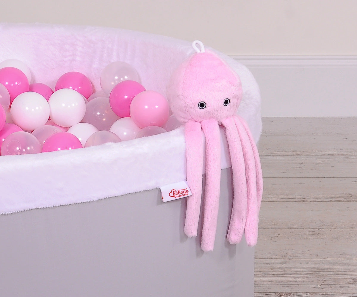 Cuddly octopus with rattle - pink - smooth minky