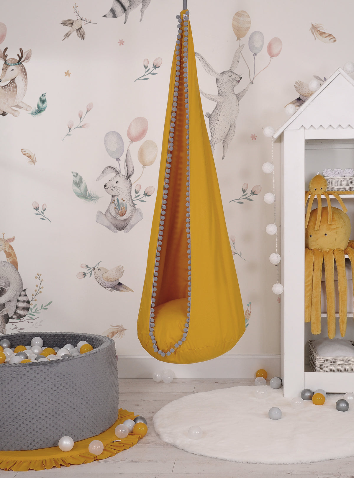 Hanging swing hammock cocoon - honey yellow