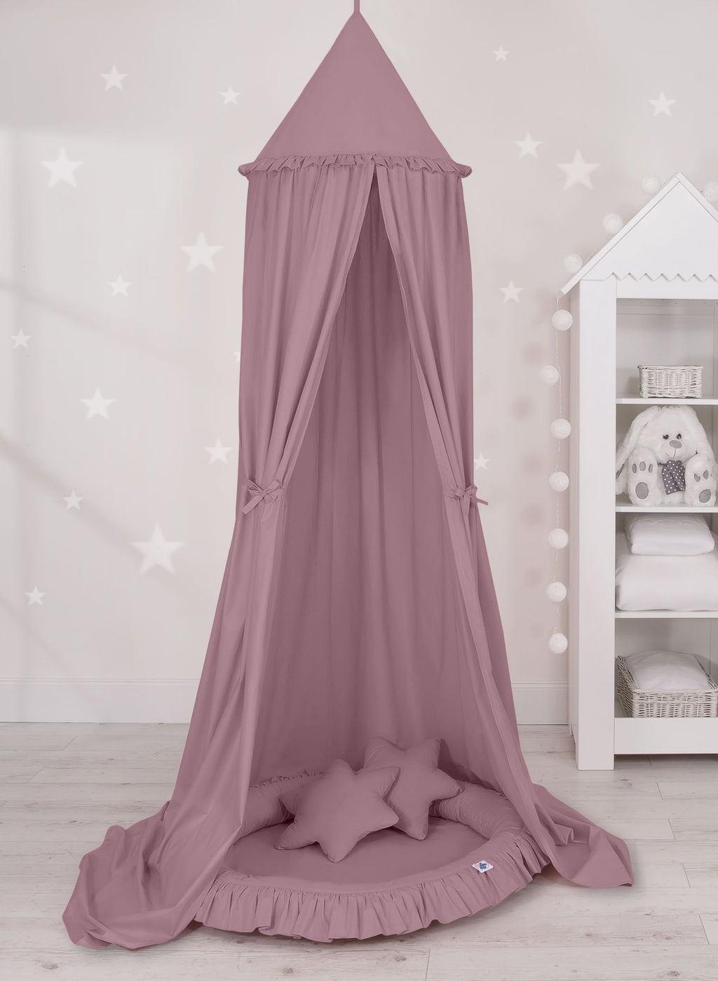 Hanging cotton canopy for children's room - pastel violet