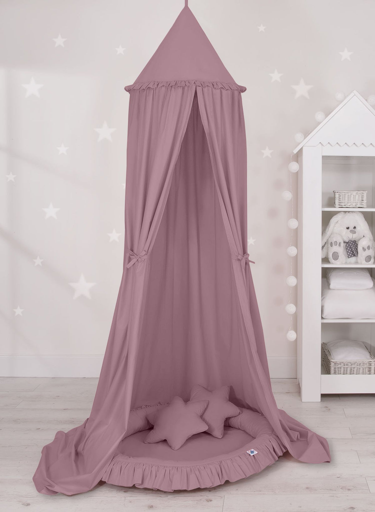 Hanging cotton canopy for children's room - pastel violet