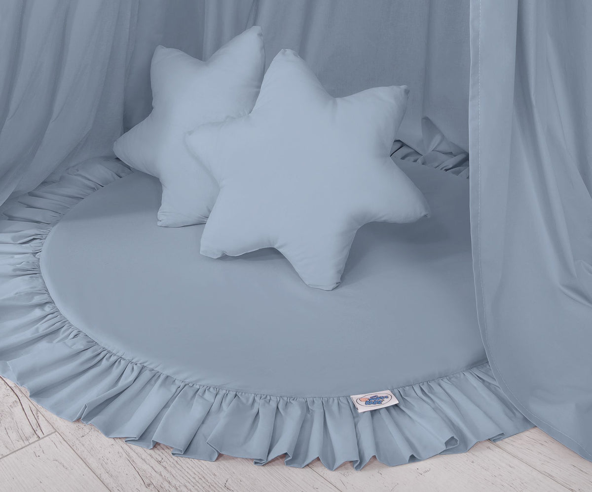 Set: Hanging baldachin for children's room cotton + Floor play mat- pastel blue