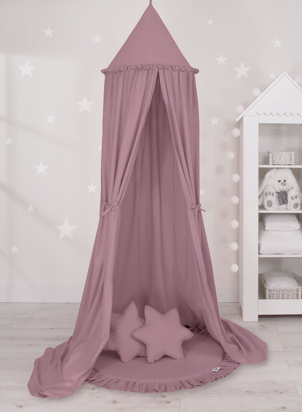 Hanging cotton canopy for children's room - pastel violet