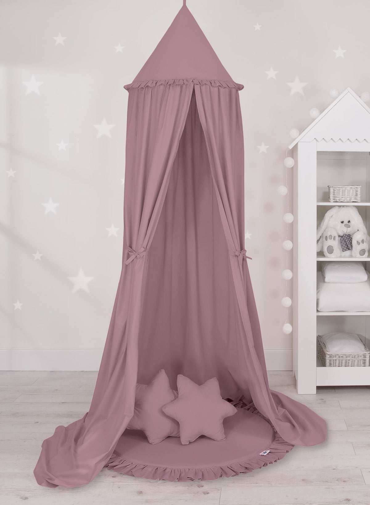 Hanging cotton canopy for children's room - pastel violet