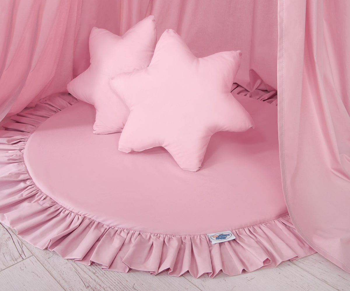 Set: Hanging baldachin for children's room cotton + Floor play mat + pillows - pink