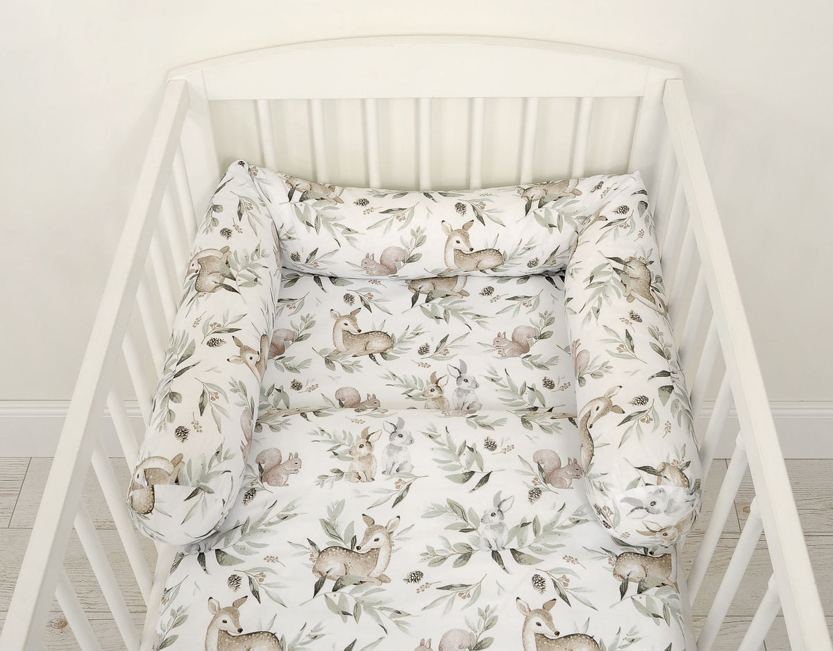 Roller bumper for baby bed - woodland olive
