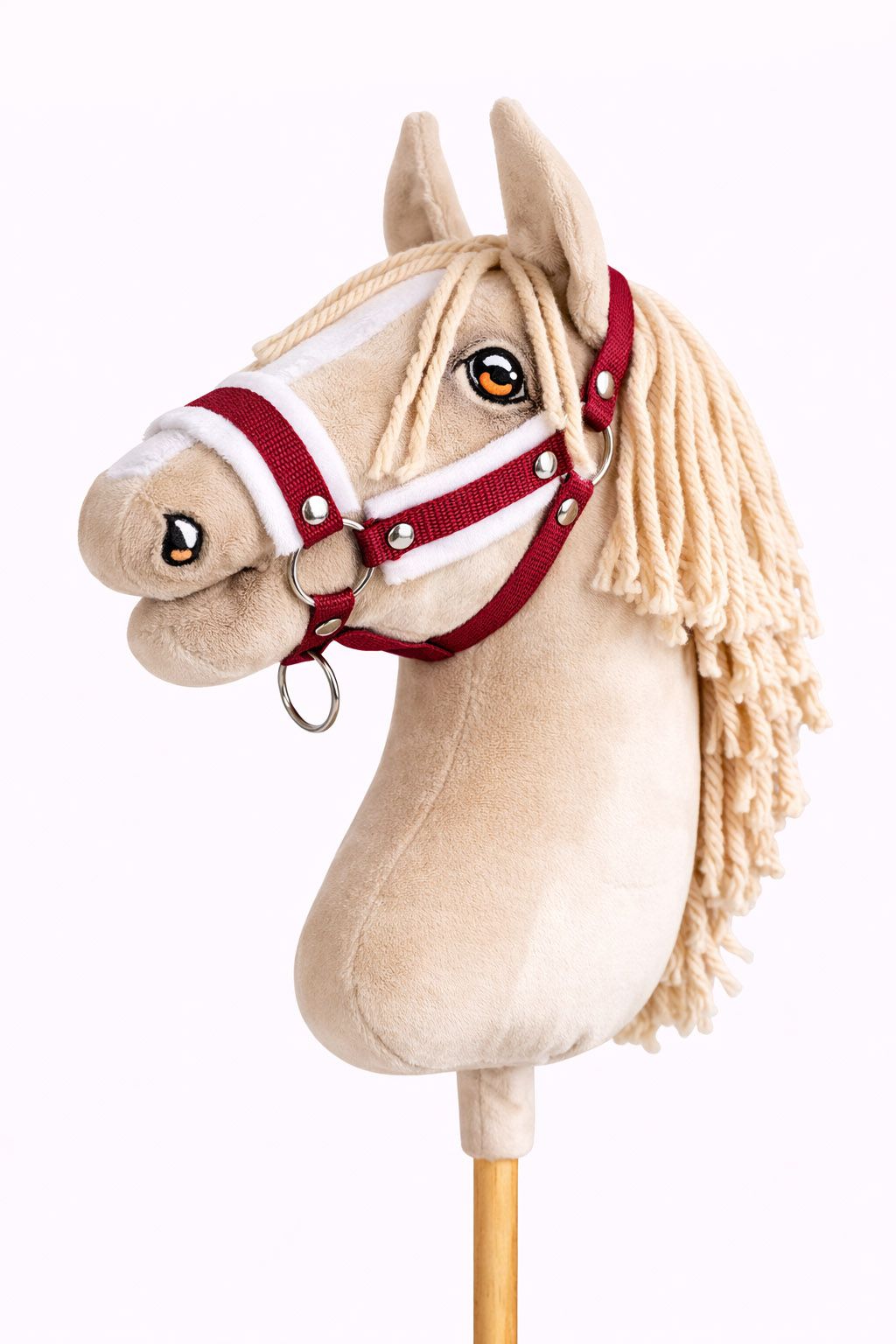 The adjustable halter for Hobby Horse A3 - burgundy with white furry