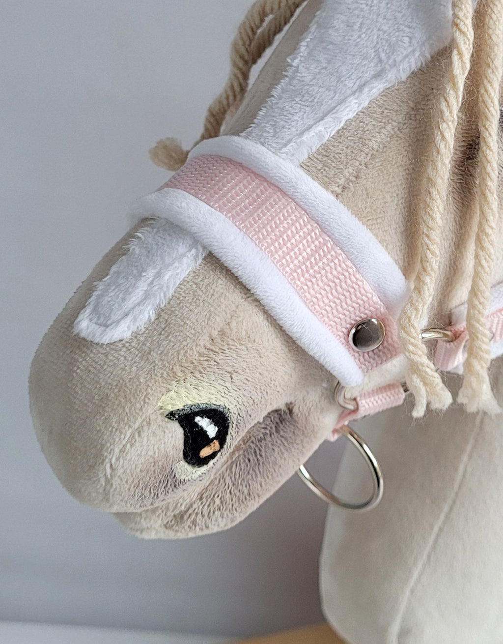 The adjustable halter for Hobby Horse A3 - powder pink with white furry
