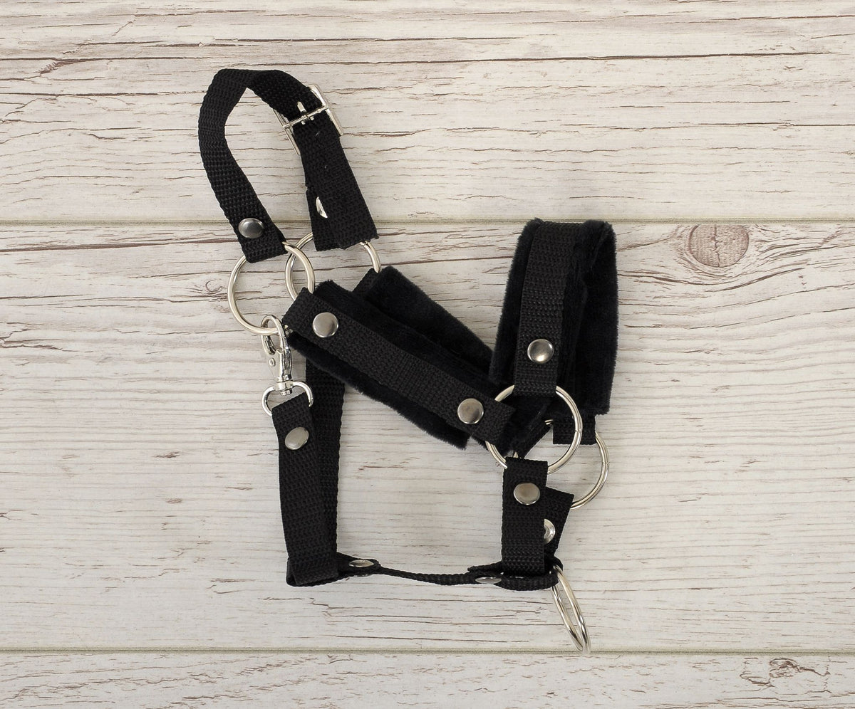 The adjustable halter for Hobby Horse A3 - black with black furry