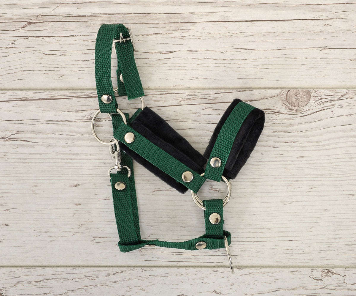 The adjustable halter for Hobby Horse A3 - khaki with black furry