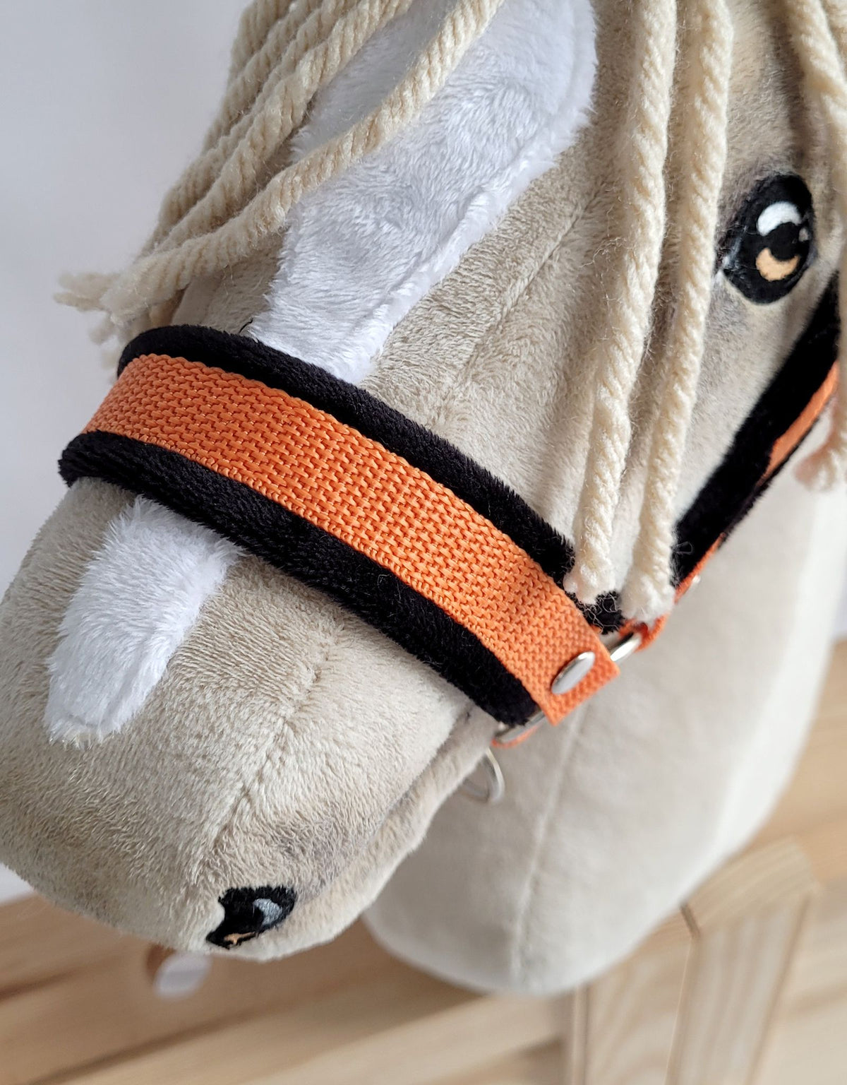 The adjustable halter for Hobby Horse A3 - orange with black furry