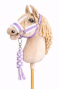 Set for Hobby Horse: the halter A3 with white furry + Tether made of cord - white-purple