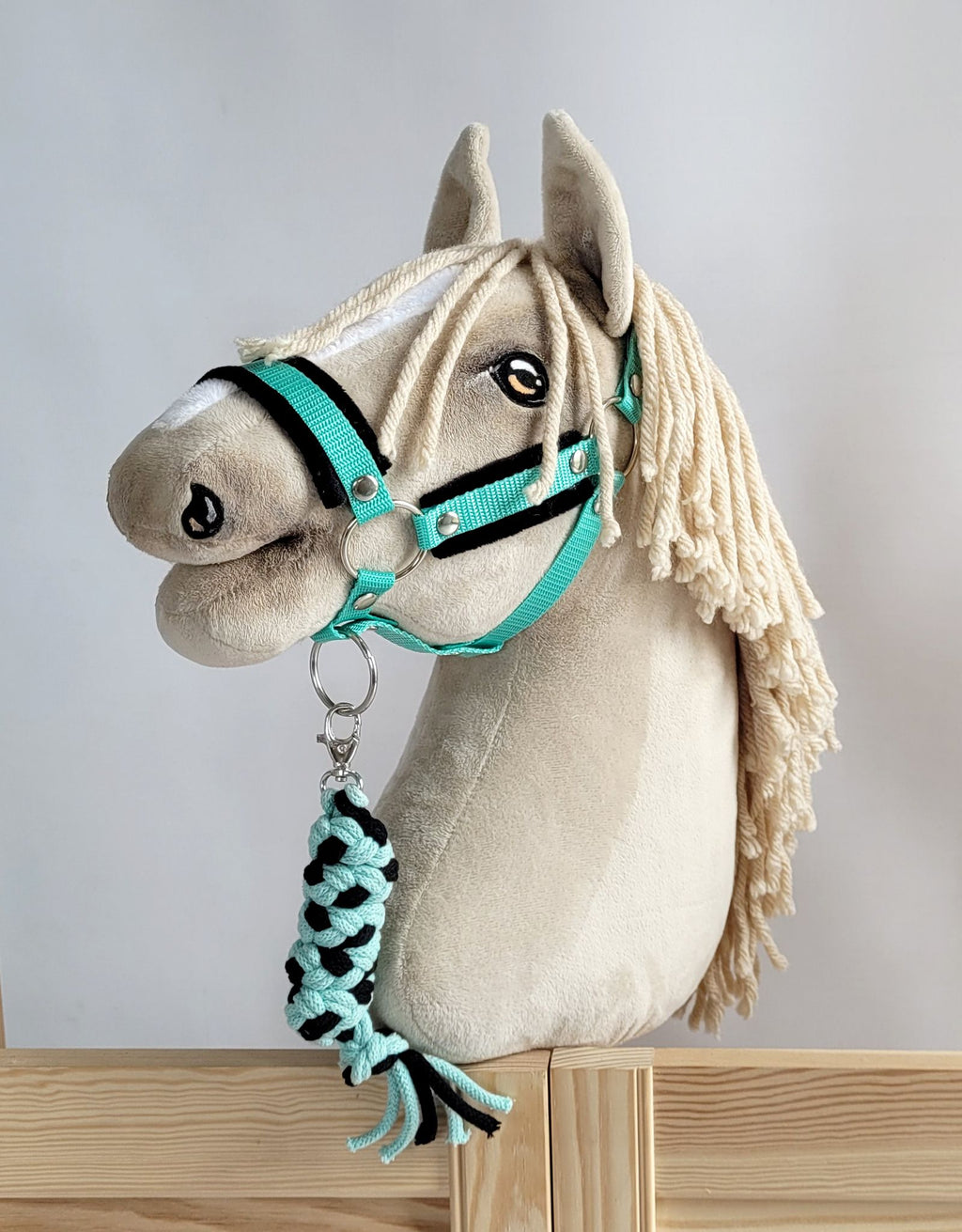 Tether for Hobby Horse made of double-twine cord - black-mint