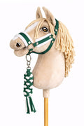 Set for Hobby Horse: the halter A3 with white furry + Tether made of cord - white-green