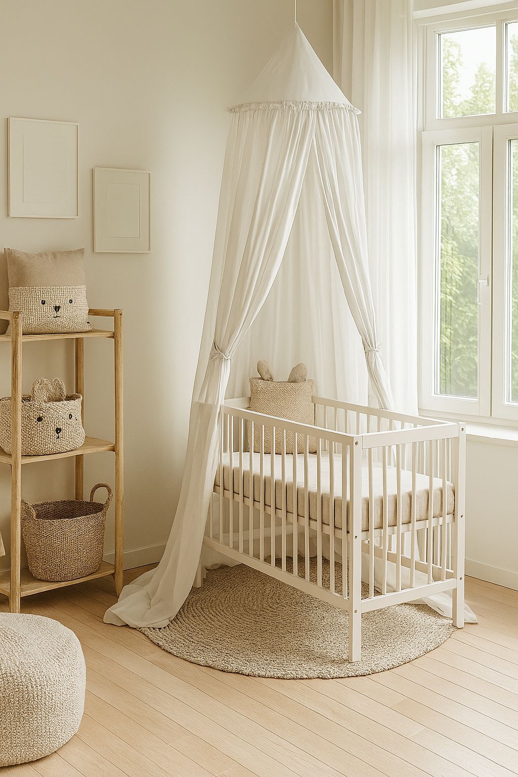 Hanging cotton canopy for children's room - white