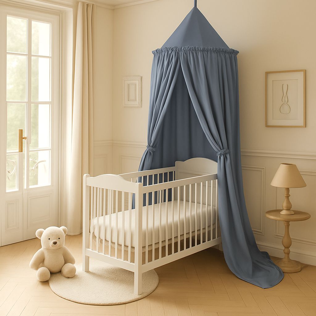 Hanging cotton canopy for children's room - pastel blue