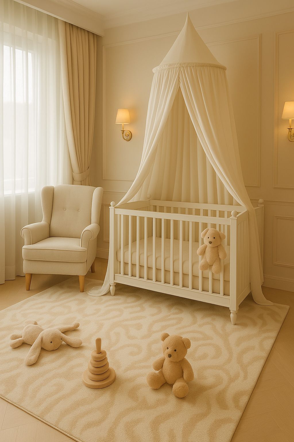 Hanging cotton canopy for children's room - cream
