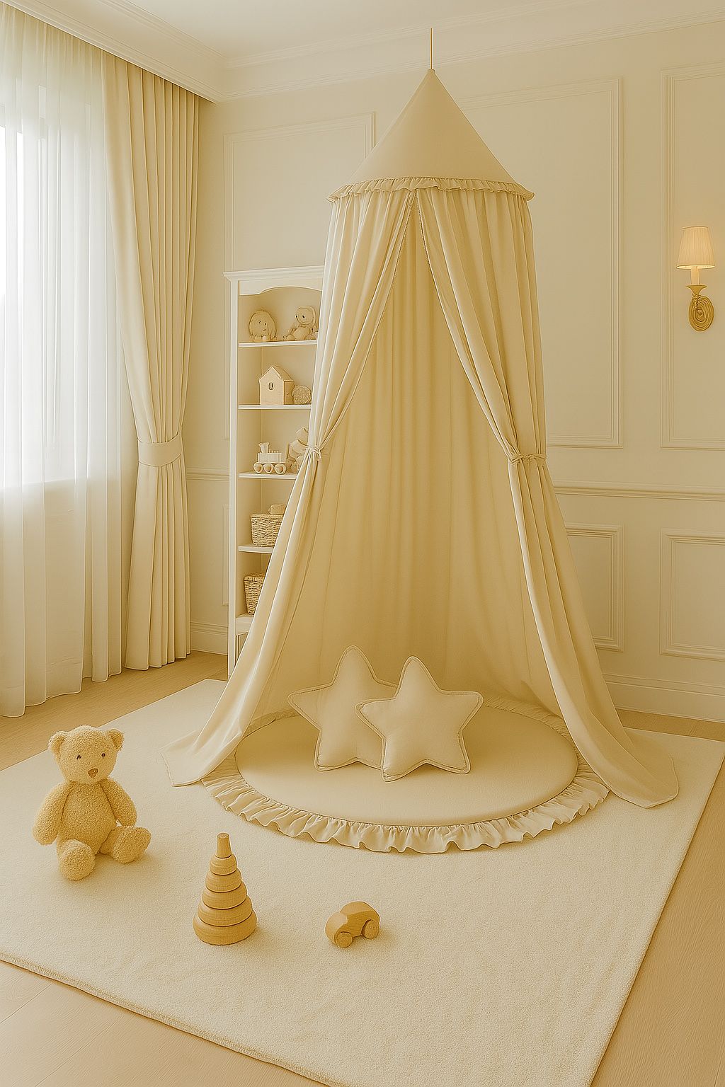Hanging cotton canopy for children's room - cream