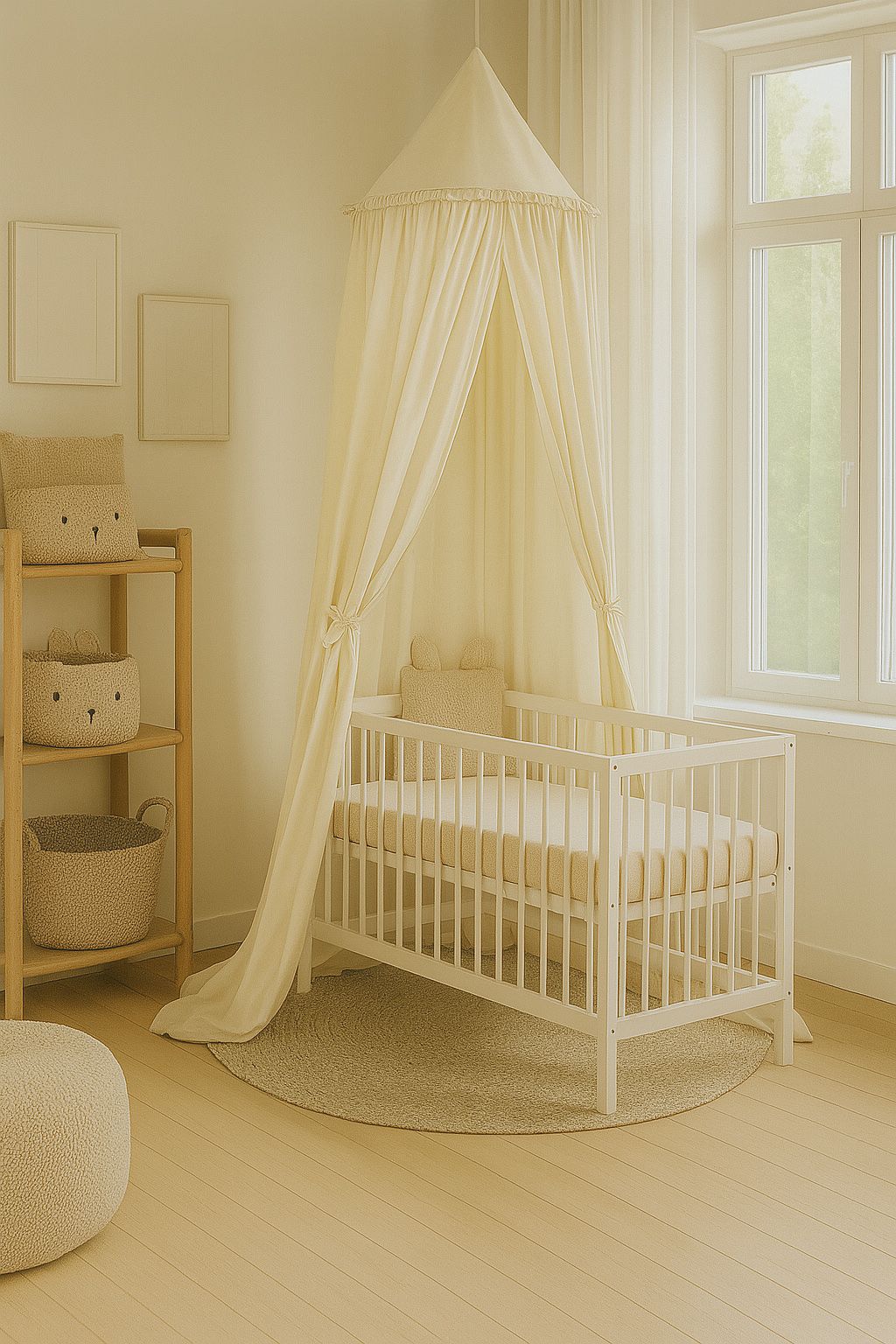 Hanging cotton canopy for children's room - cream