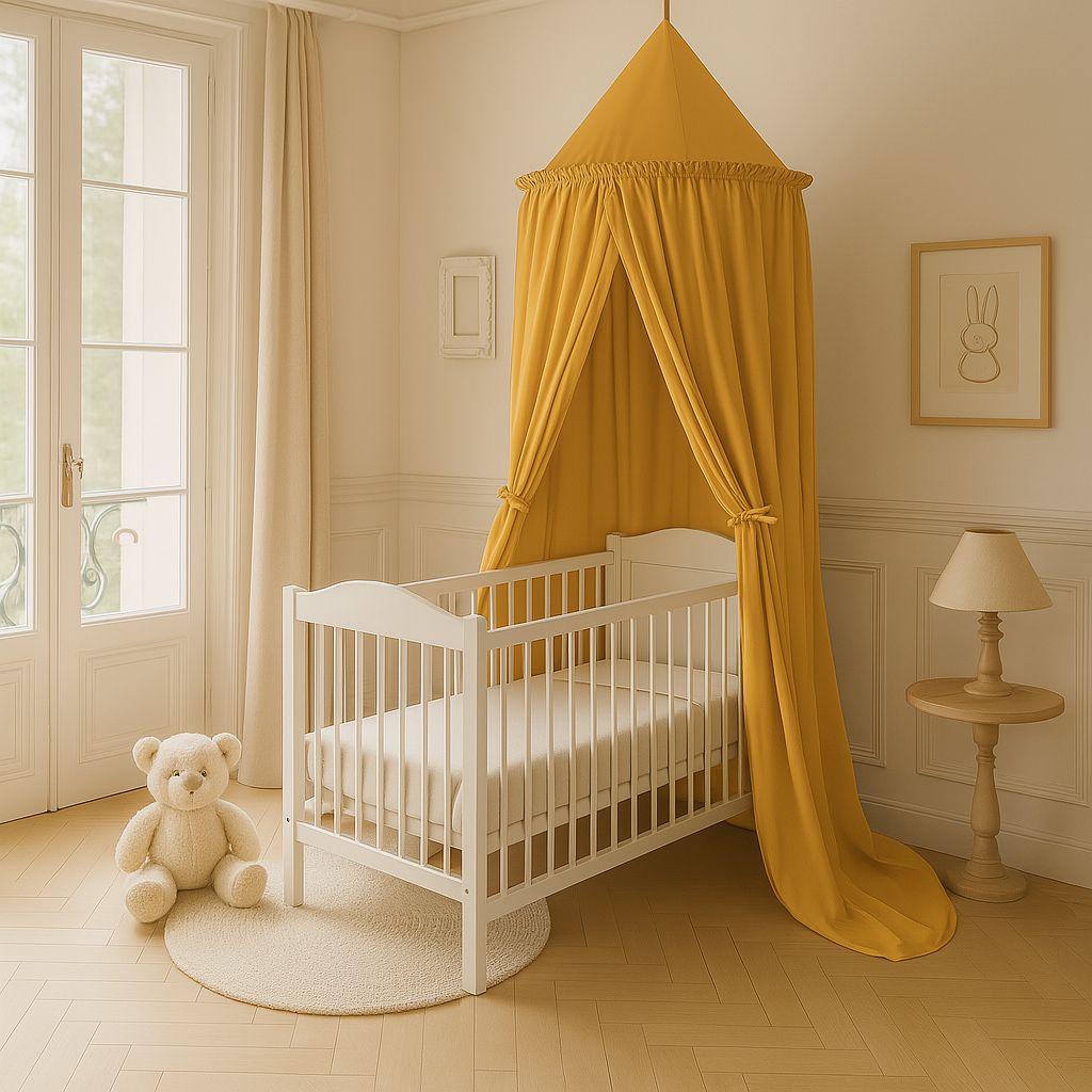 Hanging cotton canopy for children's room - honey yellow