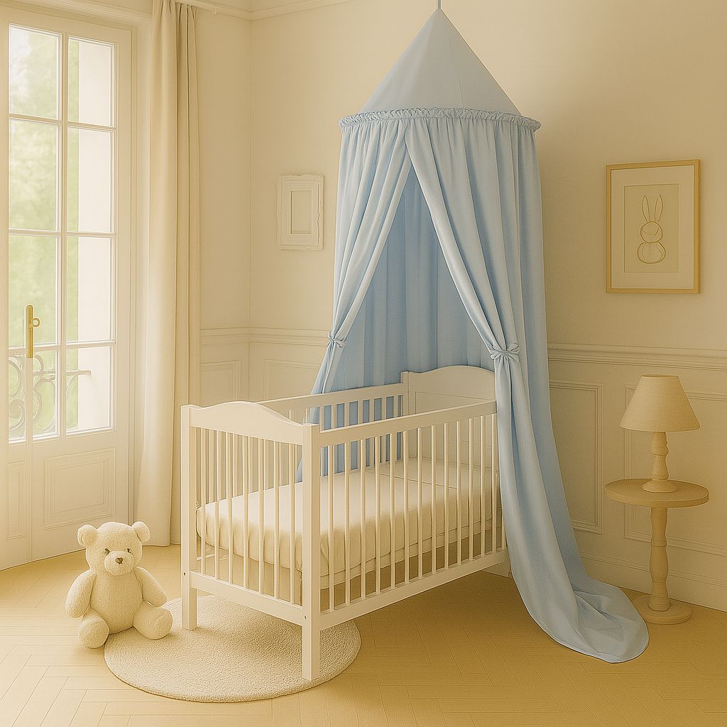 Hanging cotton canopy for children's room - blue