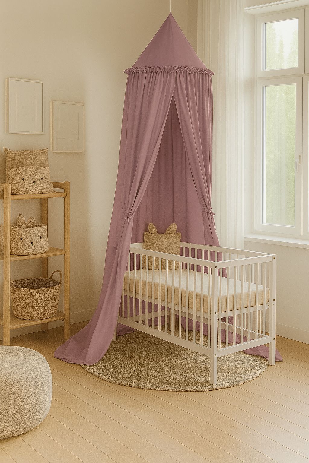Hanging cotton canopy for children's room - pastel violet