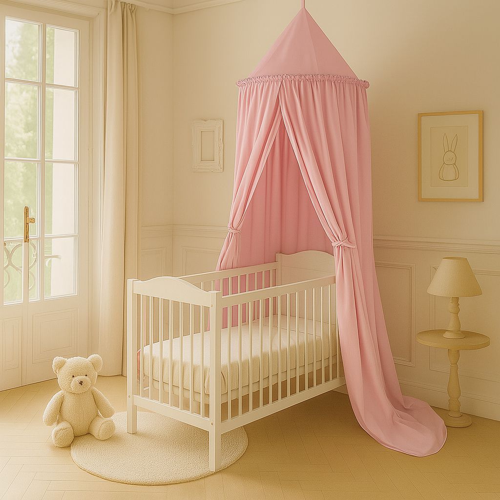 Hanging cotton canopy for children's room - pink