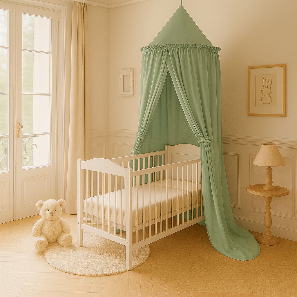 Hanging cotton canopy for children's room - pastelgreen