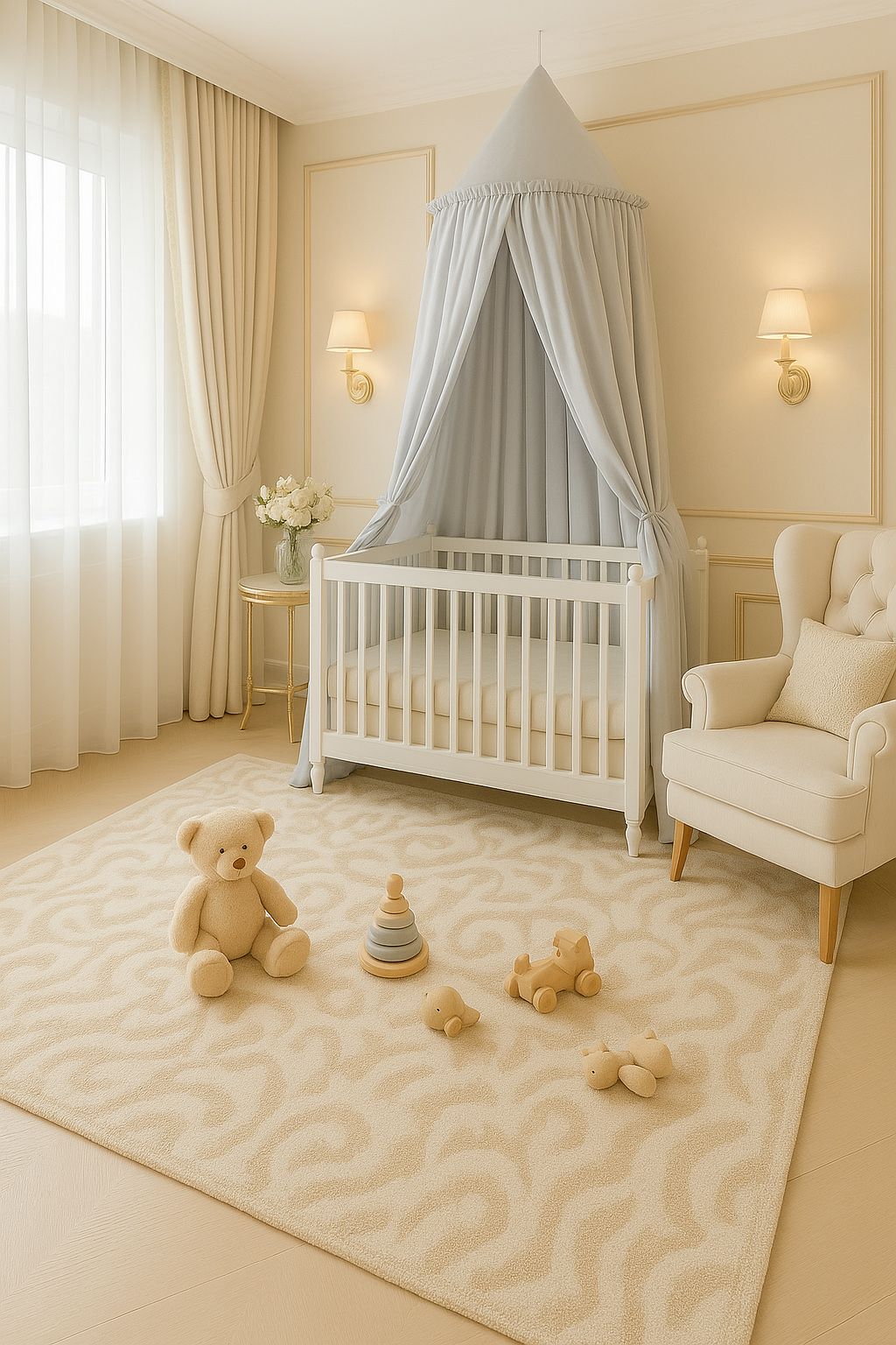 Hanging cotton canopy for children's room - gray
