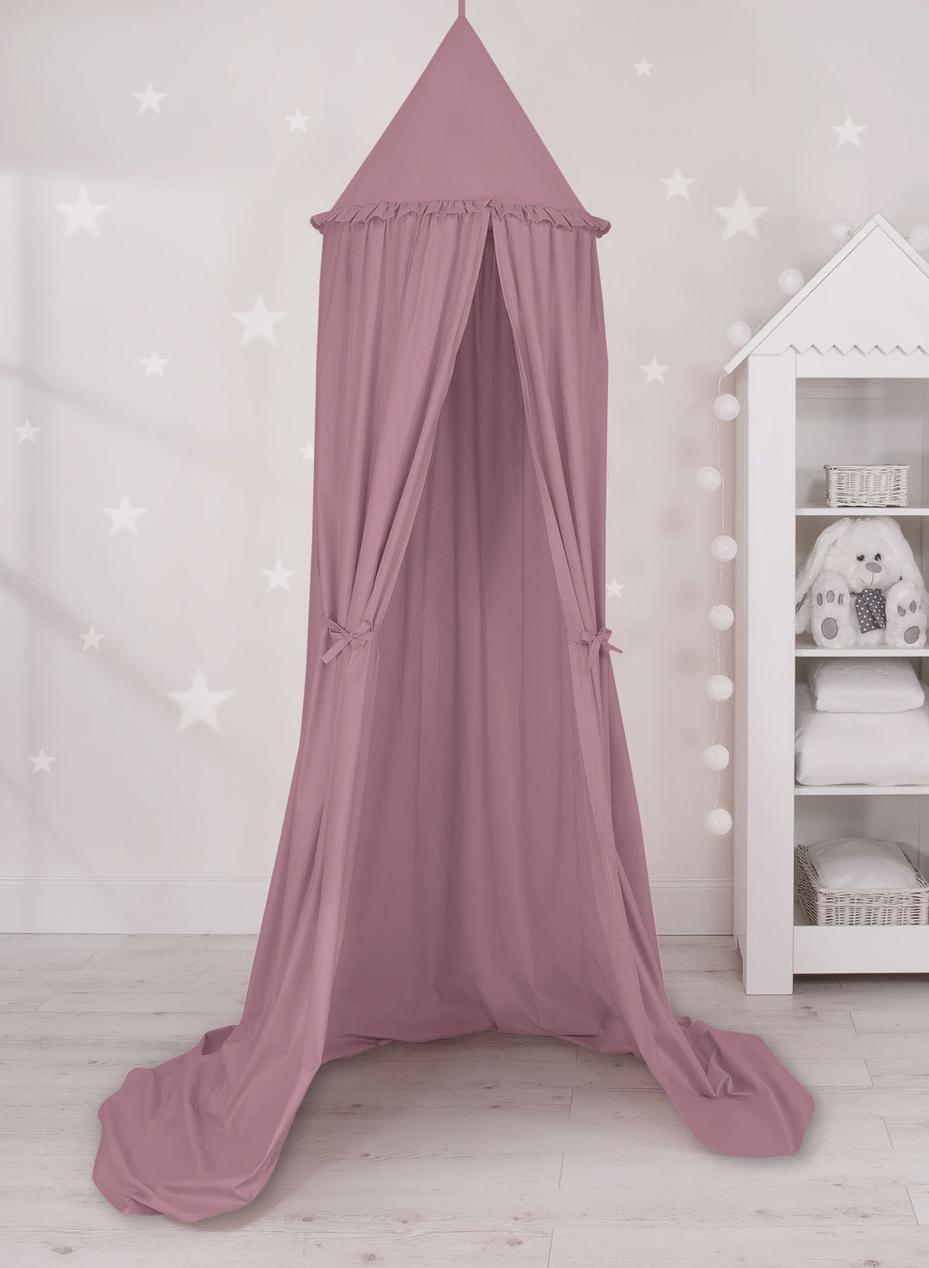 Hanging cotton canopy for children's room - pastel violet