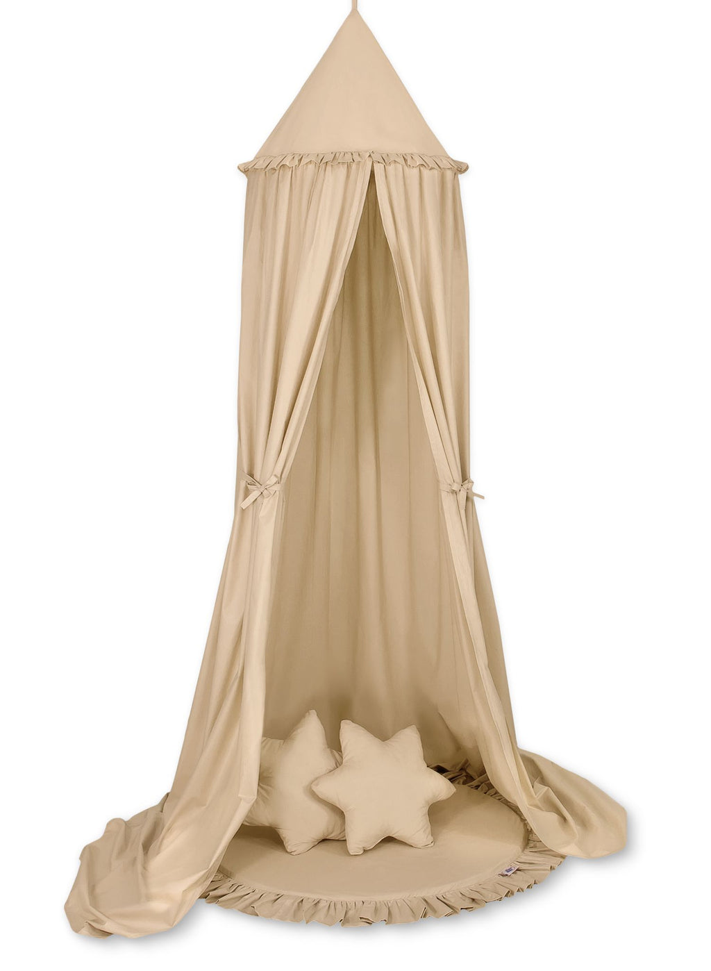 Set: Hanging baldachin for children's room cotton + Floor play mat + pillows - beige