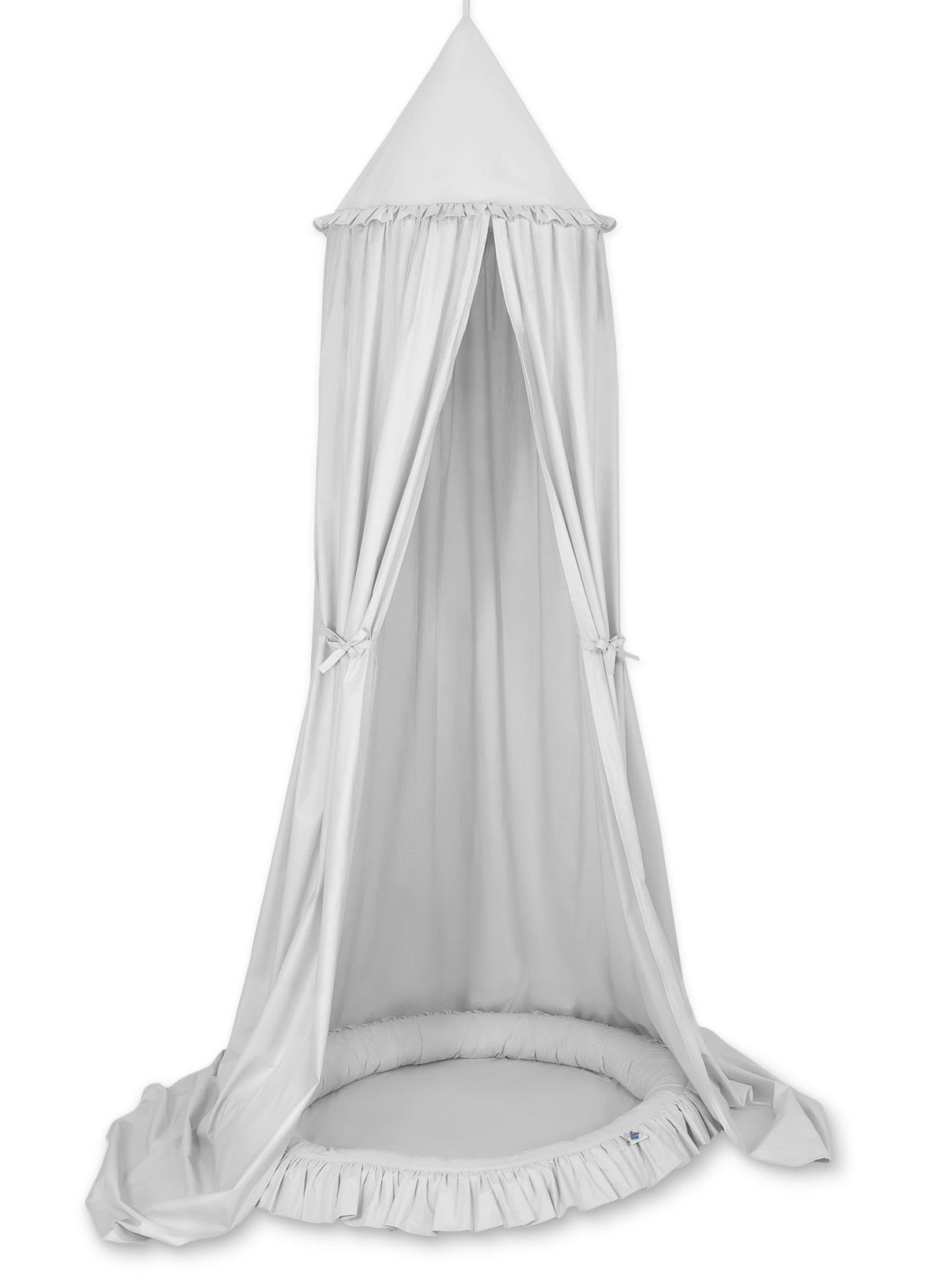 Set: Hanging baldachin for children's room cotton + nest with flounce - gray