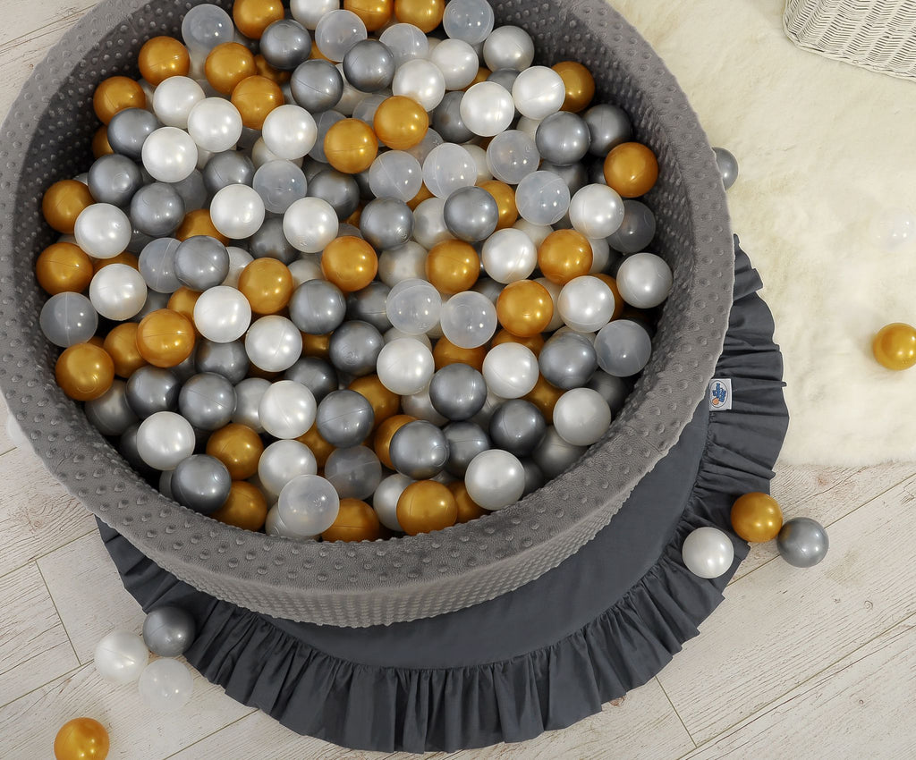 Ball-pit minky H-30 cm with balls 200pcs- dark gray