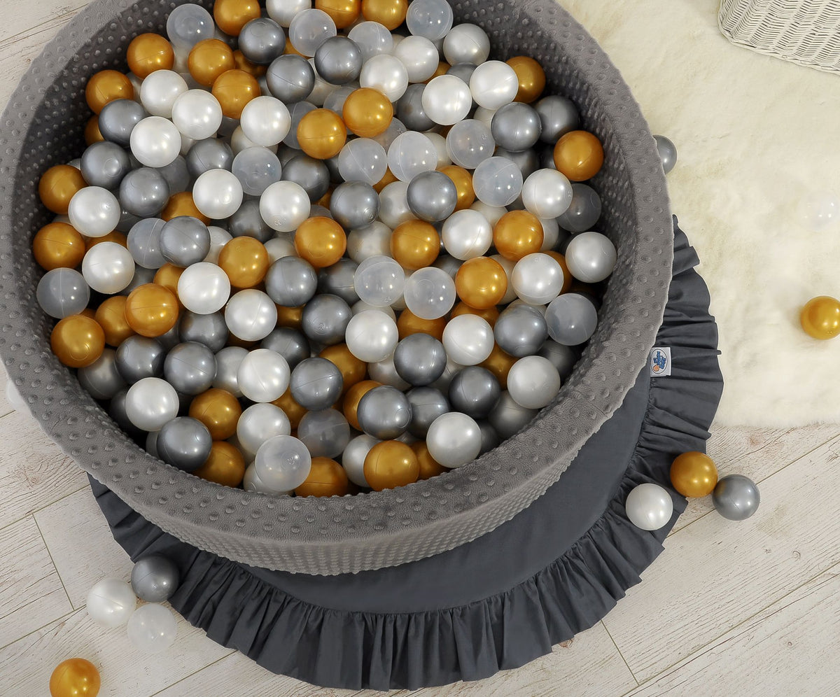 Ball-pit minky H-30 cm with balls 300pcs - dark grey