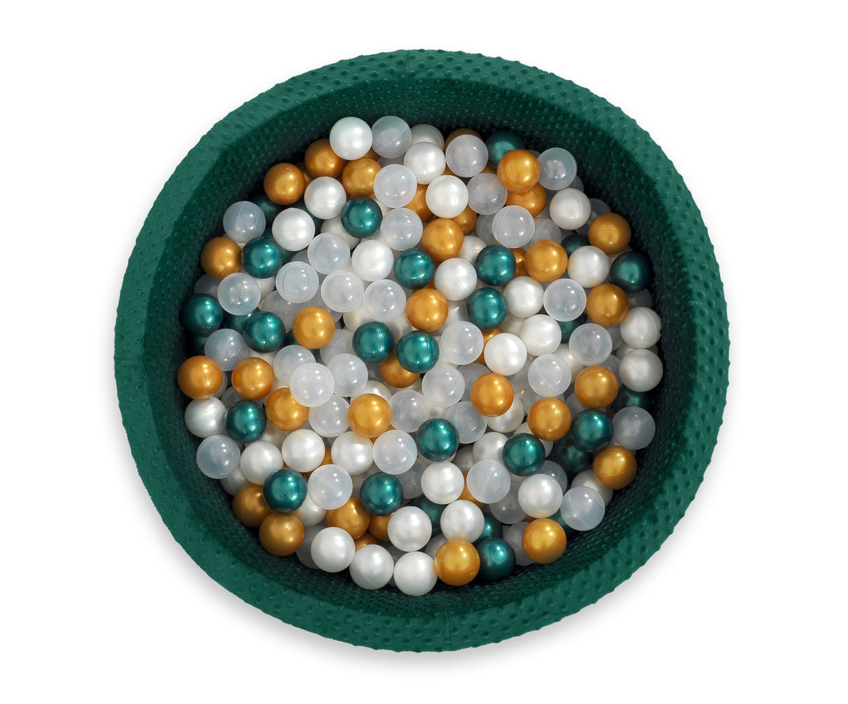Ball-pit minky H-30 cm with balls 300pcs - bottle green