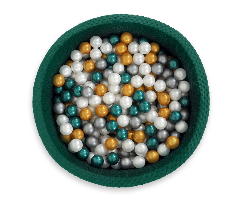 Ball-pit minky H-30 cm with balls 300pcs - bottle green