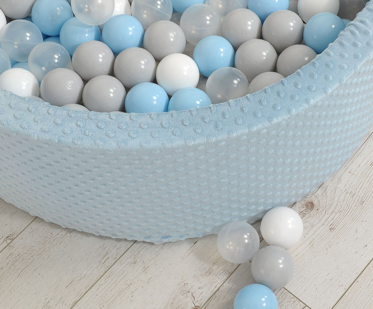 Ball-pit minky H-30 cm with balls 200pcs- misty blue