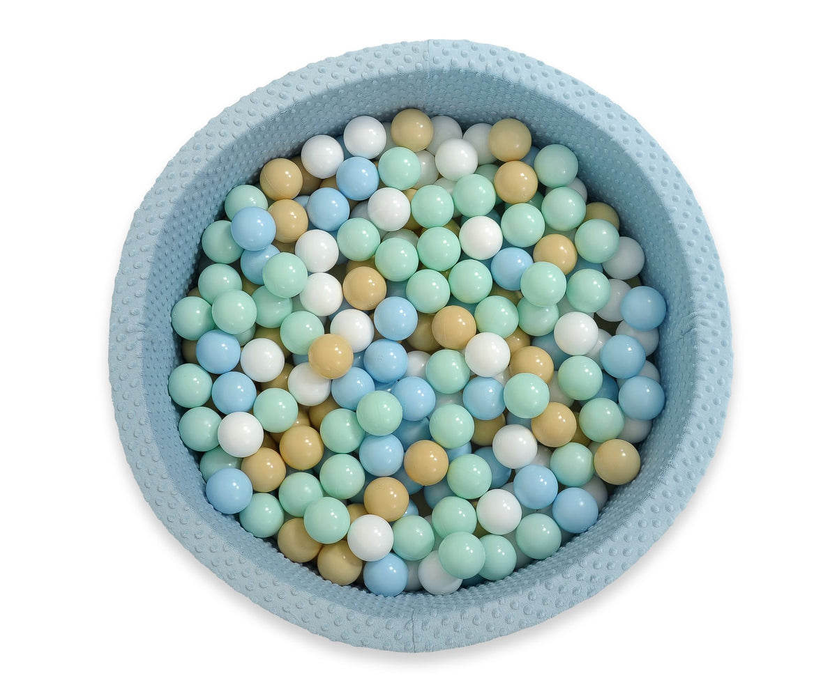Ball-pit minky H-30 cm with balls 300pcs - misty blue
