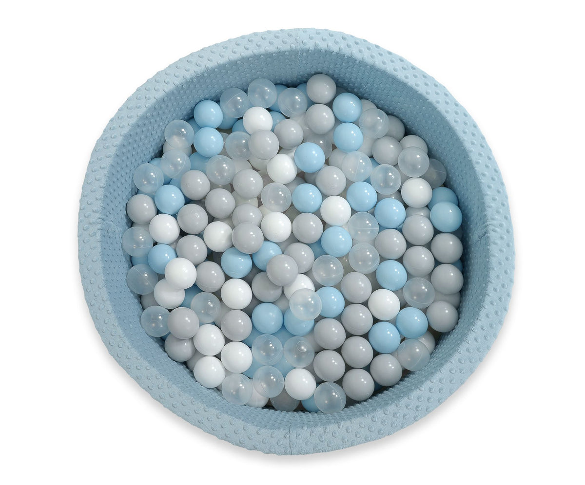 Ball-pit minky H-30 cm with balls 300pcs - misty blue