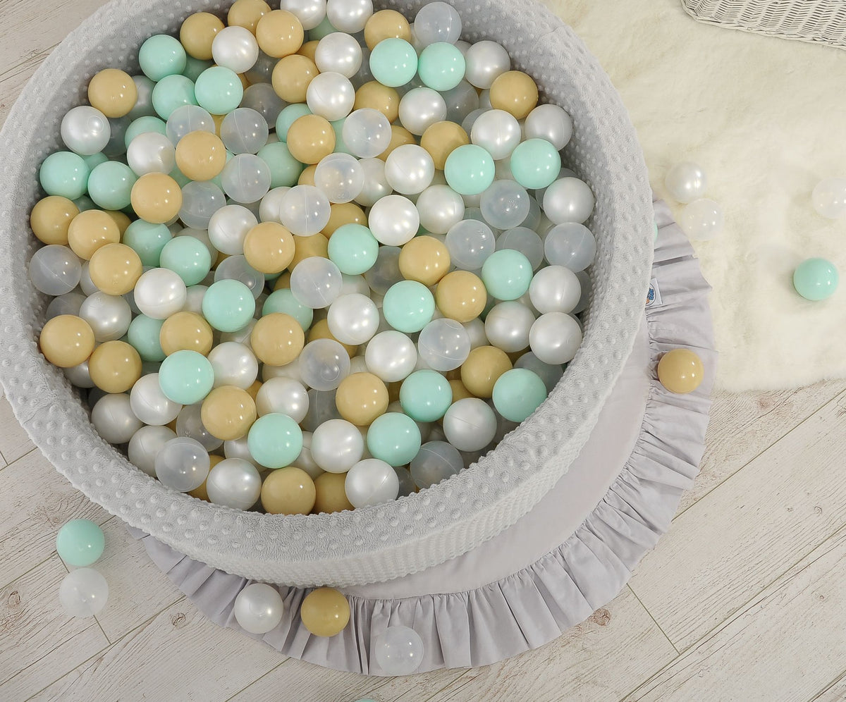 Ball-pit minky H-30 cm with balls 300pcs - grey
