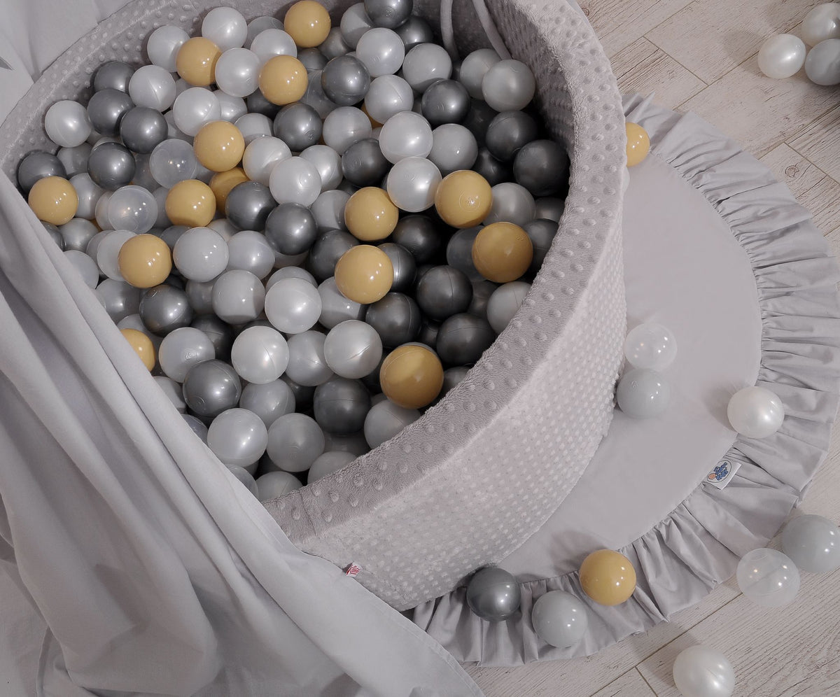 Ball-pit minky H-40 cm with balls 200pcs- gray