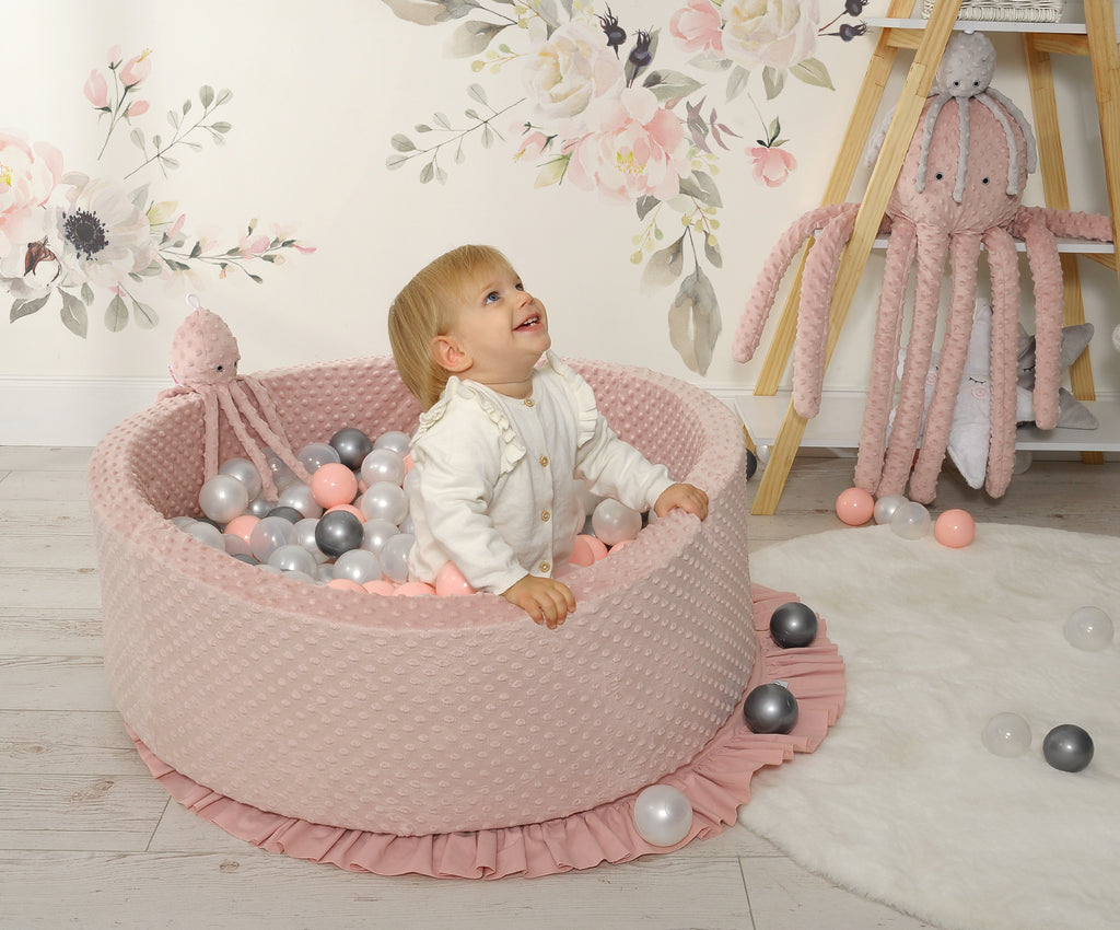 Ball-pit minky H-30 cm with balls 300pcs - dark grey