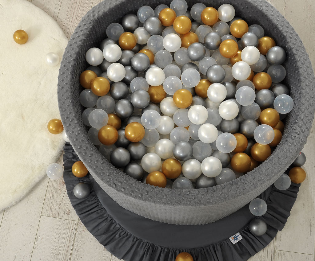 Ball-pit minky H-40 cm with balls 200pcs- dark grey