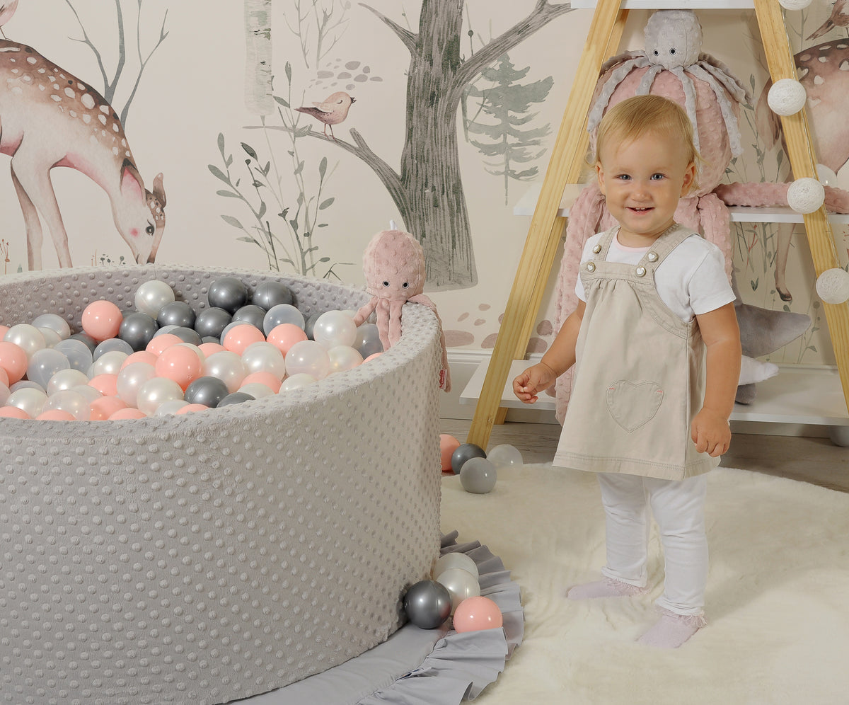 Ball-pit minky H-40 cm with balls 200pcs- dark grey