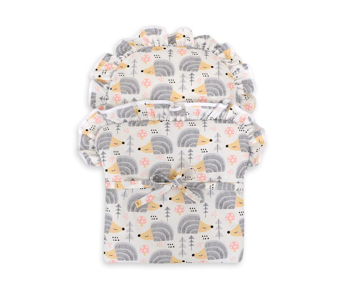Baby doll swaddling blanket - hedgehogs grey