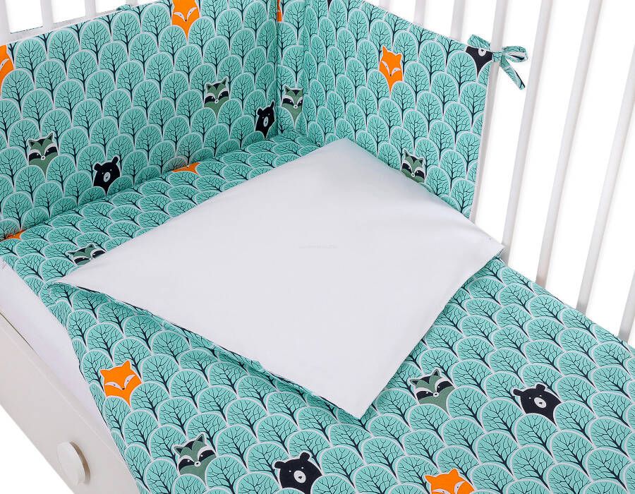 Baby cotton bedding set 2-pcs 120x90 cm- mint forest
