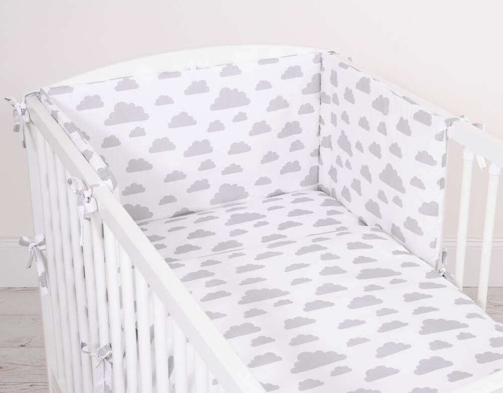 Baby cotton bedding set 2-pcs 135x100 cm- clouds gray
