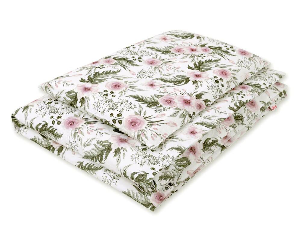 Baby cotton bedding set 2-pcs - peony flower pink